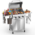 G31 Gas Grill, 3-Burner Gas Grill with Folding Side Tables,Stainless Steel 24,000 BTU BBQ Grill,Outdoor Propane Grill for Barbecue,Patio,Camping