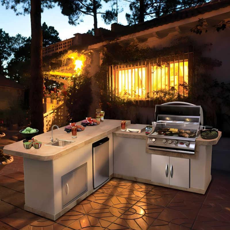 Cal Flame Carmel Q 8 Ft. L-Shaped Outdoor BBQ Kitchen Island - BBK870