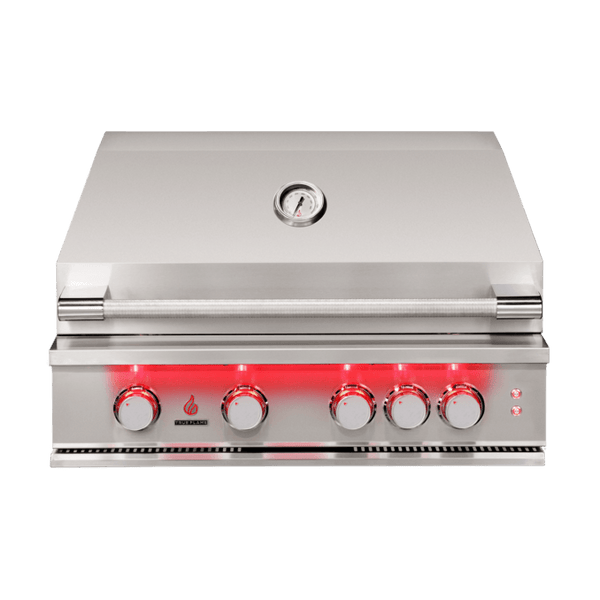 TrueFlame 32-Inch 4-Burner Built-In Grill with Rear Infrared Burner and Grill Lights